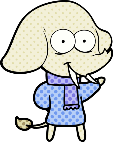 Bir insan tarafından çizilmiş mutlu bir fil.