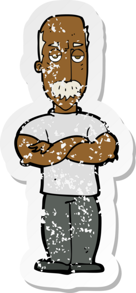 Bir insan tarafından çizilmiş, kızgın bıyıklı, karikatür karikatüründeki kederli adam.