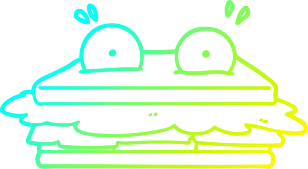 Bir insan tarafından çizilmiş bir sandviç karikatürü çizimi.