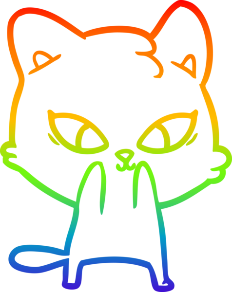 Gökkuşağı gradyan çizgisi bir insan tarafından çizilmiş şirin bir çizgi kedi çizimi