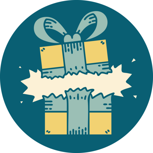 Bir insan tarafından çizilmiş bir hediyenin ikonik dövme şekli