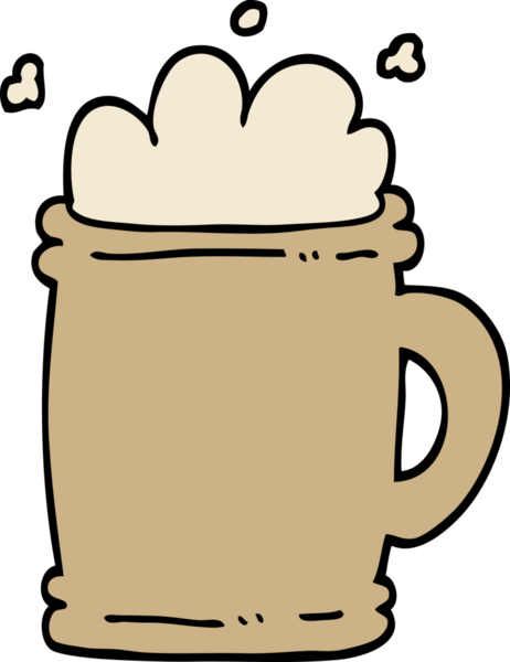 Bir insan tarafından çizilmiş karalama tarzı bira tankardı.