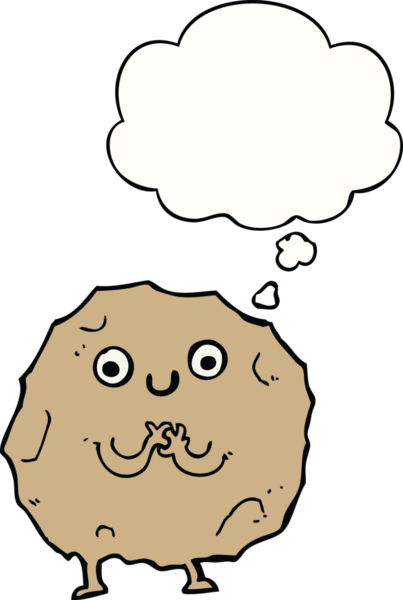 Bir insan tarafından çizilmiş düşünce baloncuklu çizgi film karakteri.