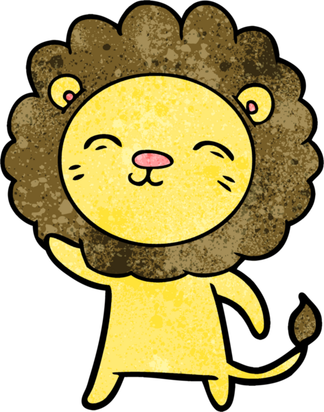 Bir insan tarafından çizilmiş çizgi film aslanı.