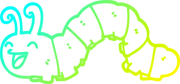 Bir insan tarafından çizilmiş gülen tırtılın soğuk çizgi çizimi.