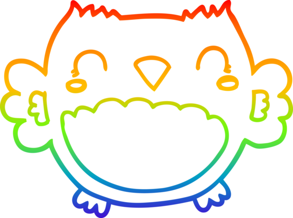 Gökkuşağı gradyan çizgisi bir insan tarafından çizilmiş şirin bir baykuş çizimi