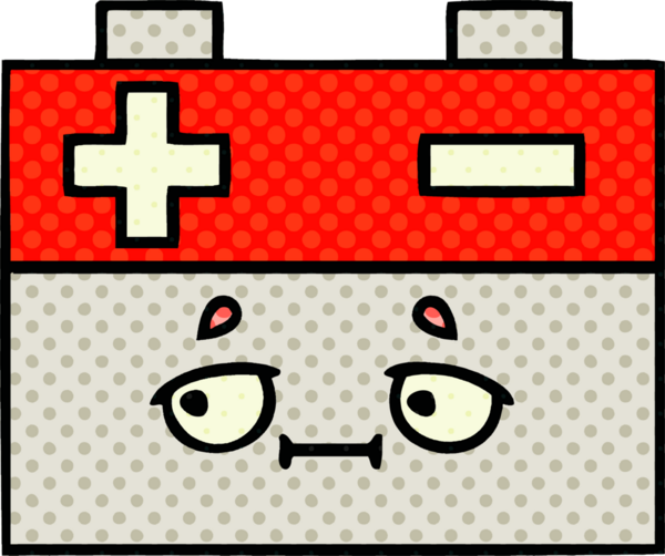 Bir insan tarafından çizilmiş bir araba aküsünün çizgi romanı.