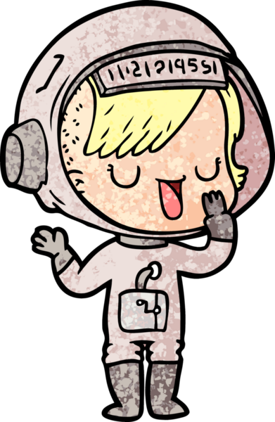 Bir insan tarafından çizilmiş astronot kadın.