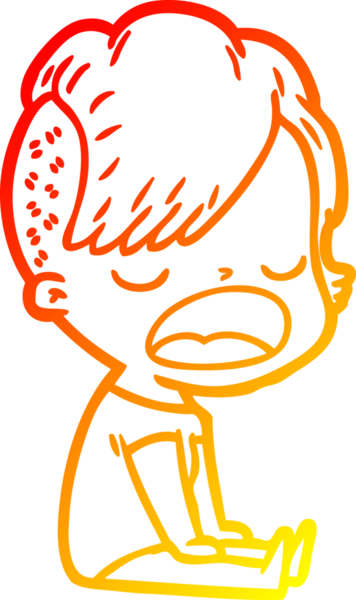 Bir insan tarafından çizilmiş havalı bir hippi kızın sıcak çizgi çizimi.