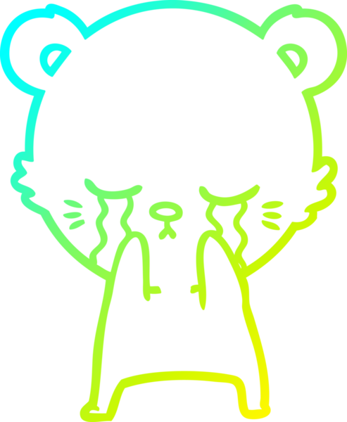 Bir insan tarafından çizilmiş ağlayan çizgi film ayısının soğuk gradyan çizgisi.