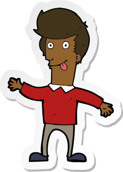 Bir insan tarafından çizilmiş bir çizgi film karakterinin çıkartması.