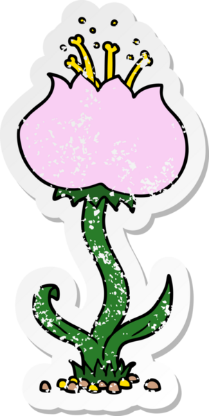 Bir insan tarafından çizilmiş egzotik bir çiçeğin sıkıntılı çıkartması.