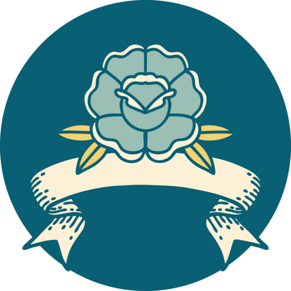 bir insan tarafından çizilmiş bir çiçek pankartıyla dövme biçimi simgesi