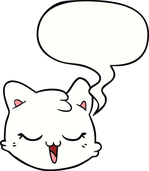 bir insan tarafından çizilmiş konuşma balonlu kedi yüzü.
