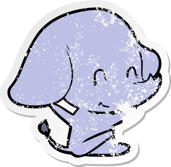 Bir insan tarafından çizilmiş şirin bir filin sıkıntılı çıkartması