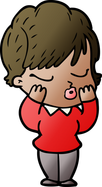 Bir insan tarafından çizilmiş gözleri kapalı çizgi film kadını.