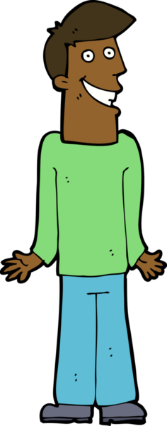 Çizgi filmci bir insan tarafından çizilmiş omuzlarını silkiyor.