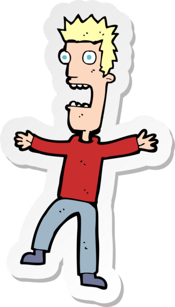 Bir insan tarafından çizilmiş bir karikatürün çıkartması.