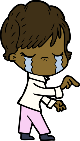 Bir insan tarafından çizilmiş ağlayan çizgi film kadını.