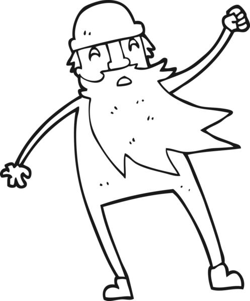 Bir insan tarafından çizilmiş termal iç çamaşırlı yaşlı adam.