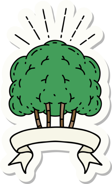 Bir insan tarafından çizilmiş dövme stili bir ağacın çıkartması.