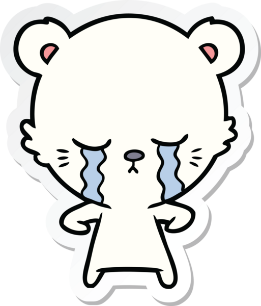 Bir insan tarafından çizilmiş ağlayan bir kutup ayısının çıkartması.