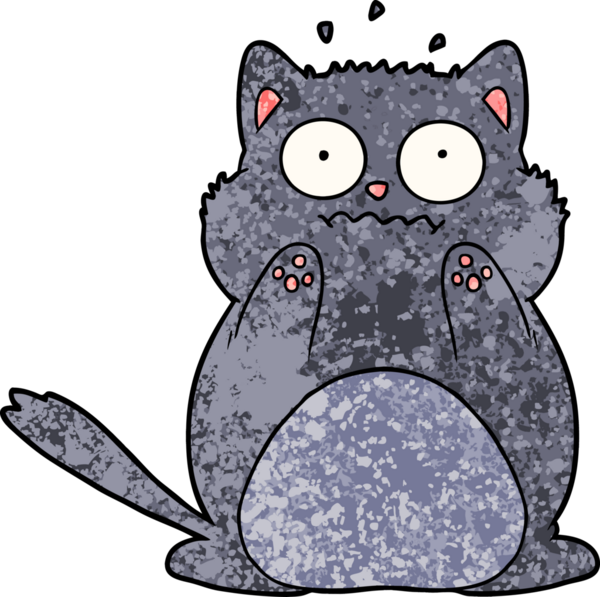 Bir insan tarafından çizilmiş endişeli bir kedi.