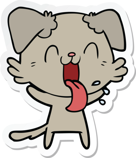 Bir insan tarafından çizilmiş nefes nefese kalmış bir köpeğin çıkartması.