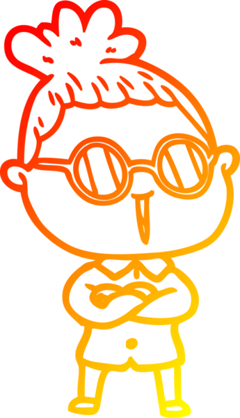 Bir insan tarafından çizilmiş gözlüklü bir karikatür kadın çizimi.