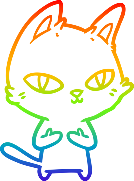 Gökkuşağı gradyan çizgi çizimi Bir insan tarafından çizilen çizgi film kedisi