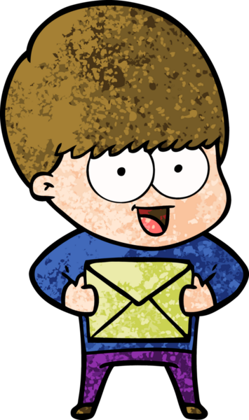 Bir insan tarafından çizilmiş mutlu çizgi film çocuğu.