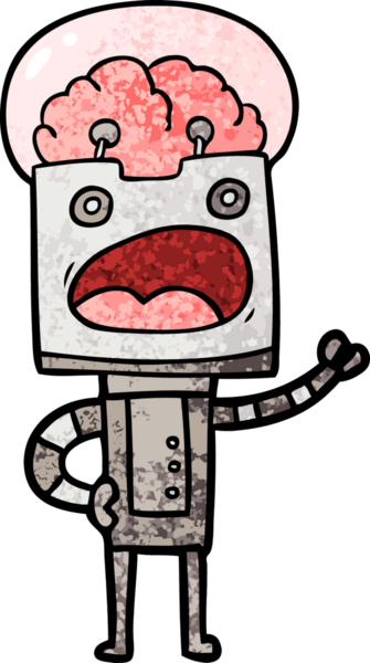 Bir insan tarafından çizilmiş çizgi film robotu