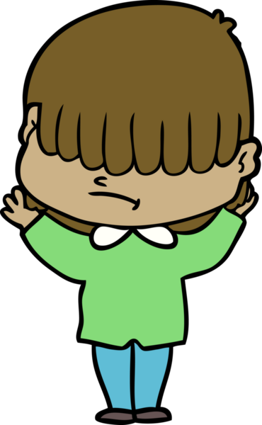 Bir insan tarafından çizilmiş dağınık saçlı çizgi film çocuğu.