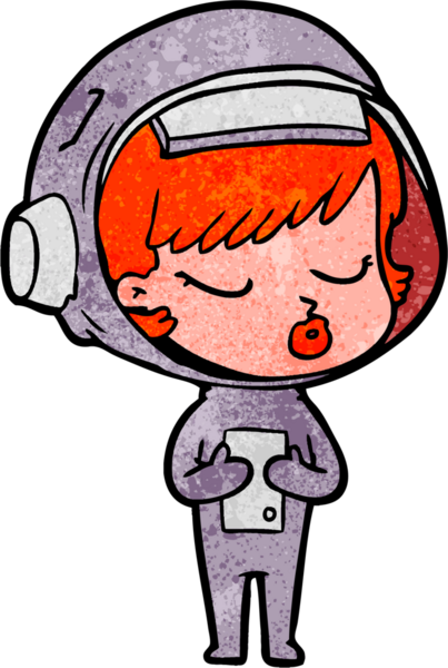 Bir insan tarafından çizilmiş güzel astronot kız.