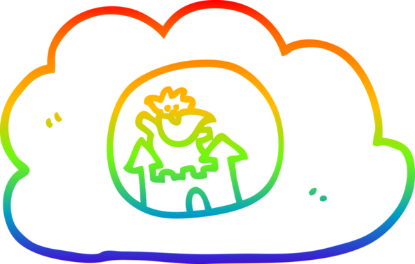 Gökkuşağı gradyan çizgi çizimi bir insan tarafından çizilmiş cennetteki bir tanrı çizgi filmi.