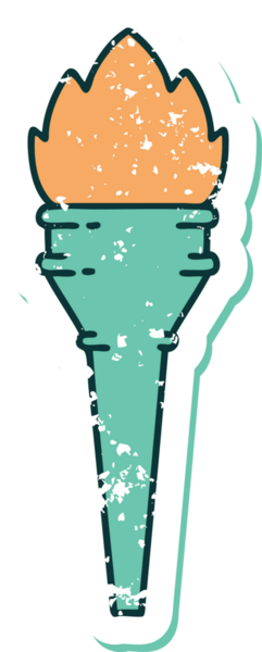 Bir insan tarafından çizilmiş yanan bir meşalenin sembolik dövmeli görüntüsü