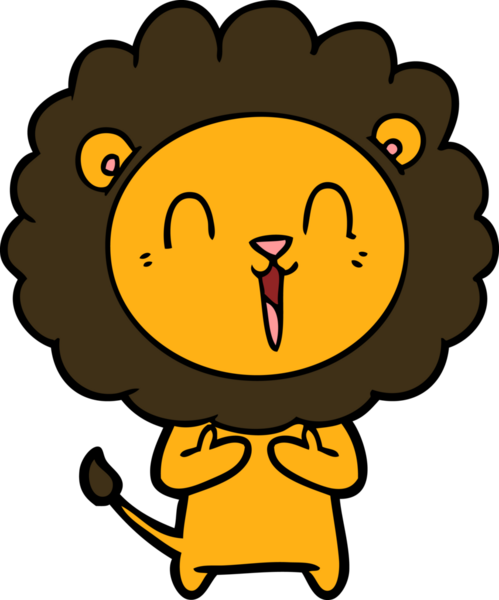 Bir insan tarafından çizilmiş gülen aslan çizgi filmi.