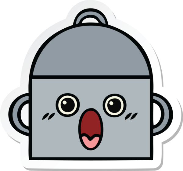 Bir insan tarafından çizilmiş şirin bir yemek pişirme kabının çıkartması.