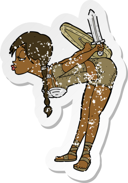 Bir insan tarafından çizilmiş viking kızına ait gerilimli bir çıkartma.