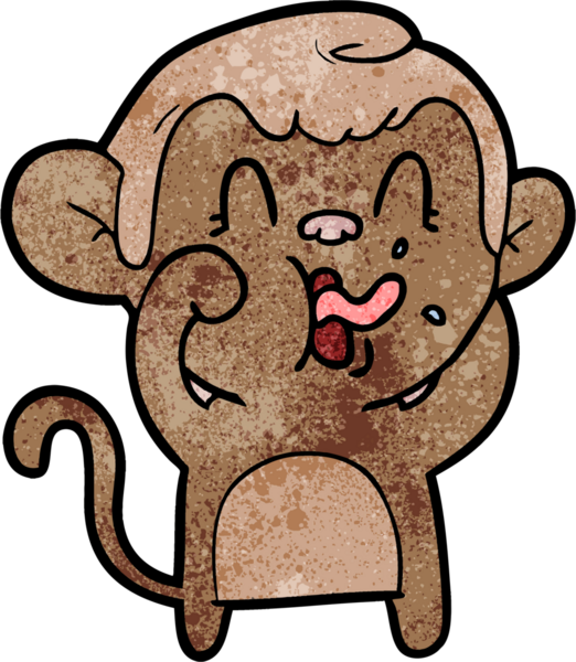 Bir insan tarafından çizilmiş çılgın çizgi film maymunu