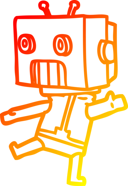 Bir insan tarafından çizilen çizgi film robotunun sıcak çizgi çizimi