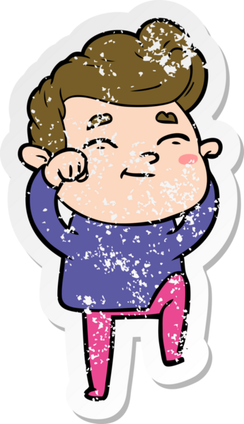 Bir insan tarafından çizilmiş mutlu bir çizgi film karakterinin sıkıntılı çıkartması.