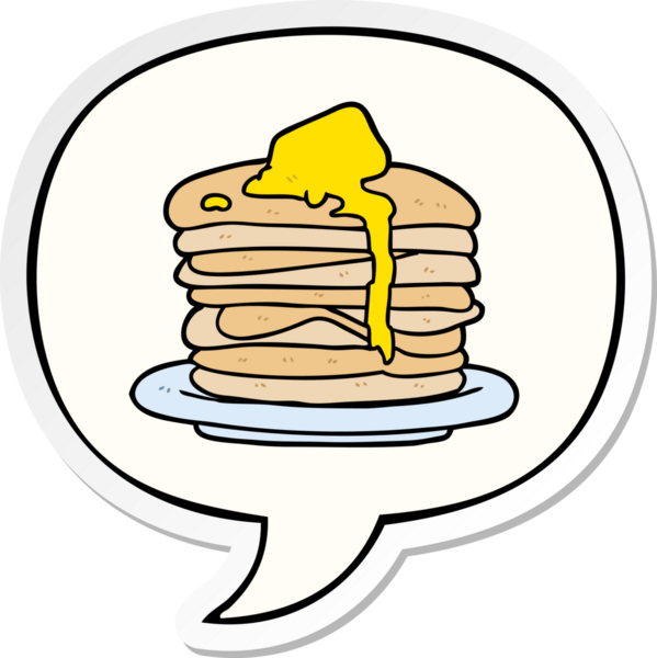 Bir insan tarafından çizilmiş konuşma balonu çıkartmalı krep yığını.