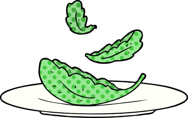 Bir insan tarafından çizilmiş salata yaprakları.