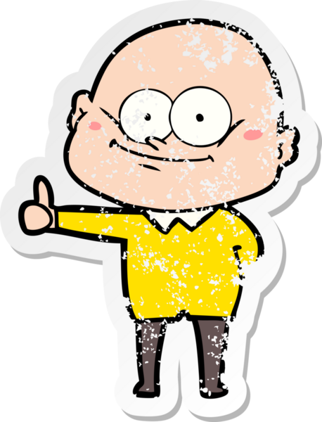 Bir insan tarafından çizilmiş kel bir adamın sıkıntılı çıkartması.