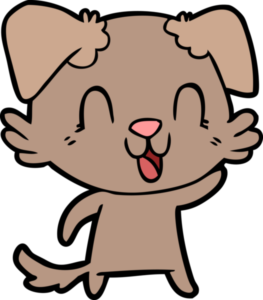 Bir insan tarafından çizilmiş gülen çizgi film köpeği.