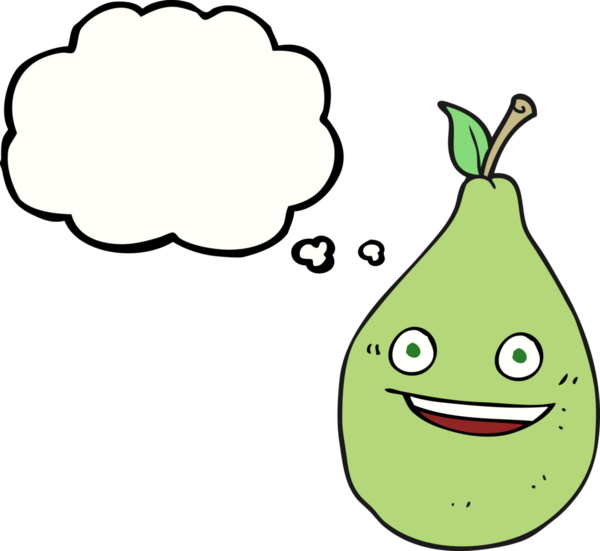 Bir insan tarafından çizilmiş serbest çizim balon karikatür armudu.