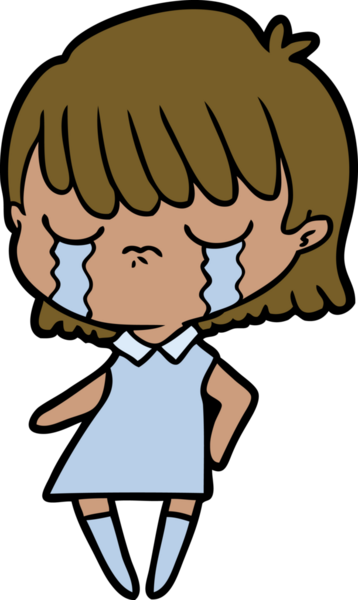 Bir insan tarafından çizilmiş ağlayan çizgi film kadını.