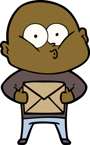 Bir insan tarafından çizilmiş kel bir adam.