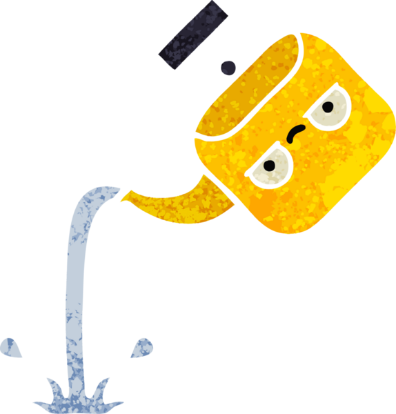 Bir insan tarafından çizilmiş bir çaydanlığın retro çizim tarzı karikatürü